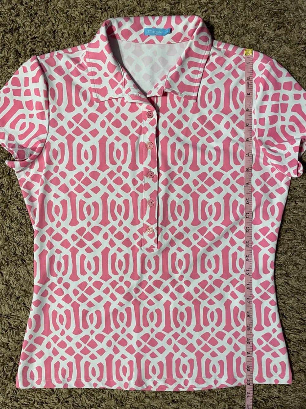 J McLaughlin Medium Catalina Cloth Mega Elsie Polo Top Golf Stretch Preppy - Picture 8 of 8